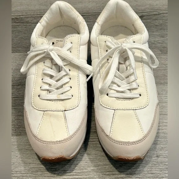 Madewell White and Tan Sneakers 7.5 Neutral Aesthetic - Picture 9 of 11